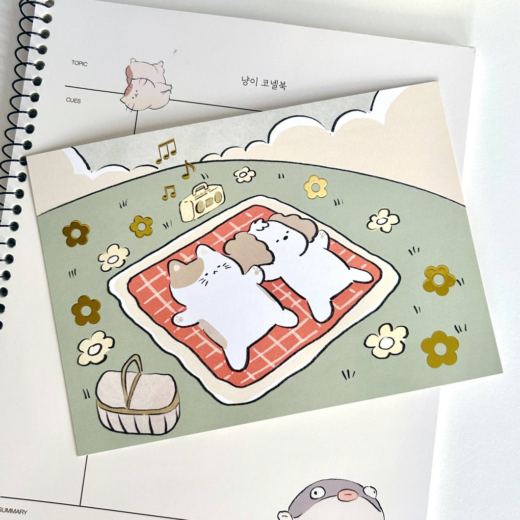 Picnic Gold Foil Postcard