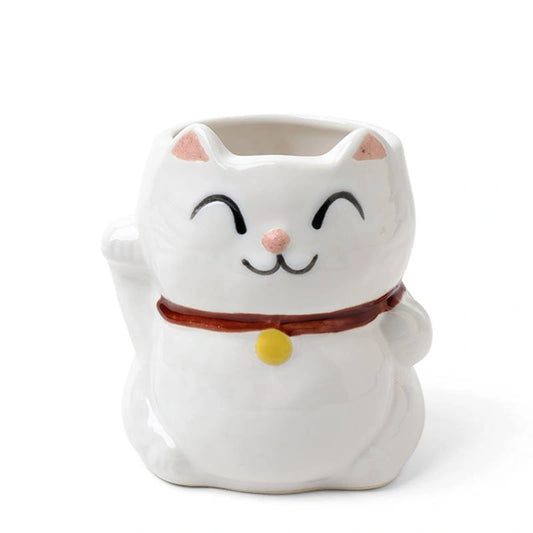 White Fortune Cat Ceramic Mug (Japan)