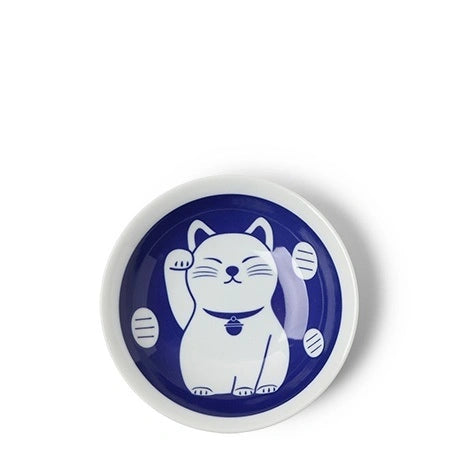 Blue Fortune Cat Plate (Japan)