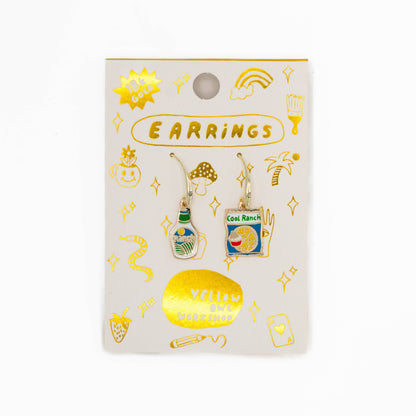Cool Ranch Dressing Gold Junk Food Earrings | Yellow Owl Workshop (CA)