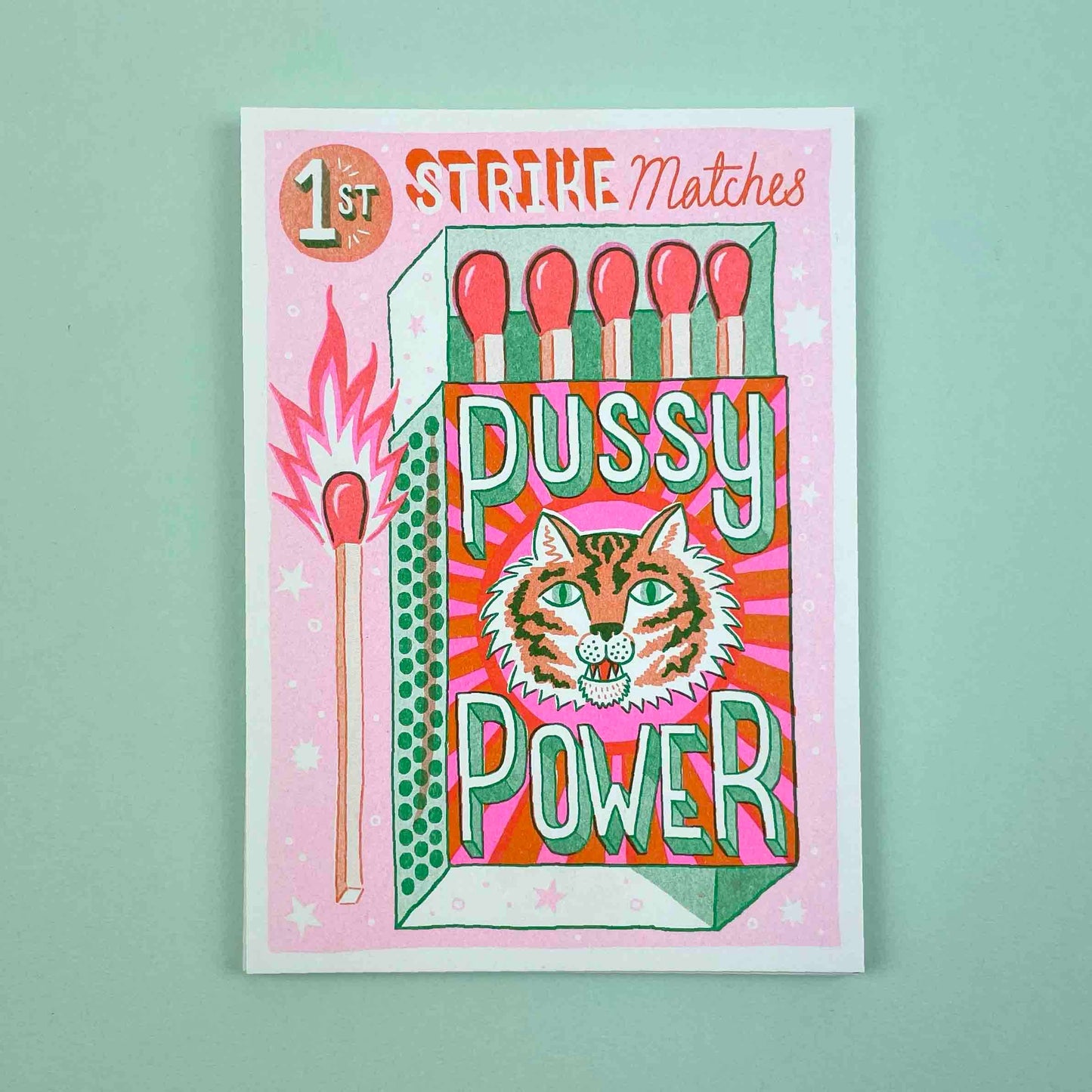 Pussy Power Matchbox A5 Risograph Print | Jacqueline Colley (UK)