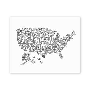 United States Map Art Print | Fell (UT)