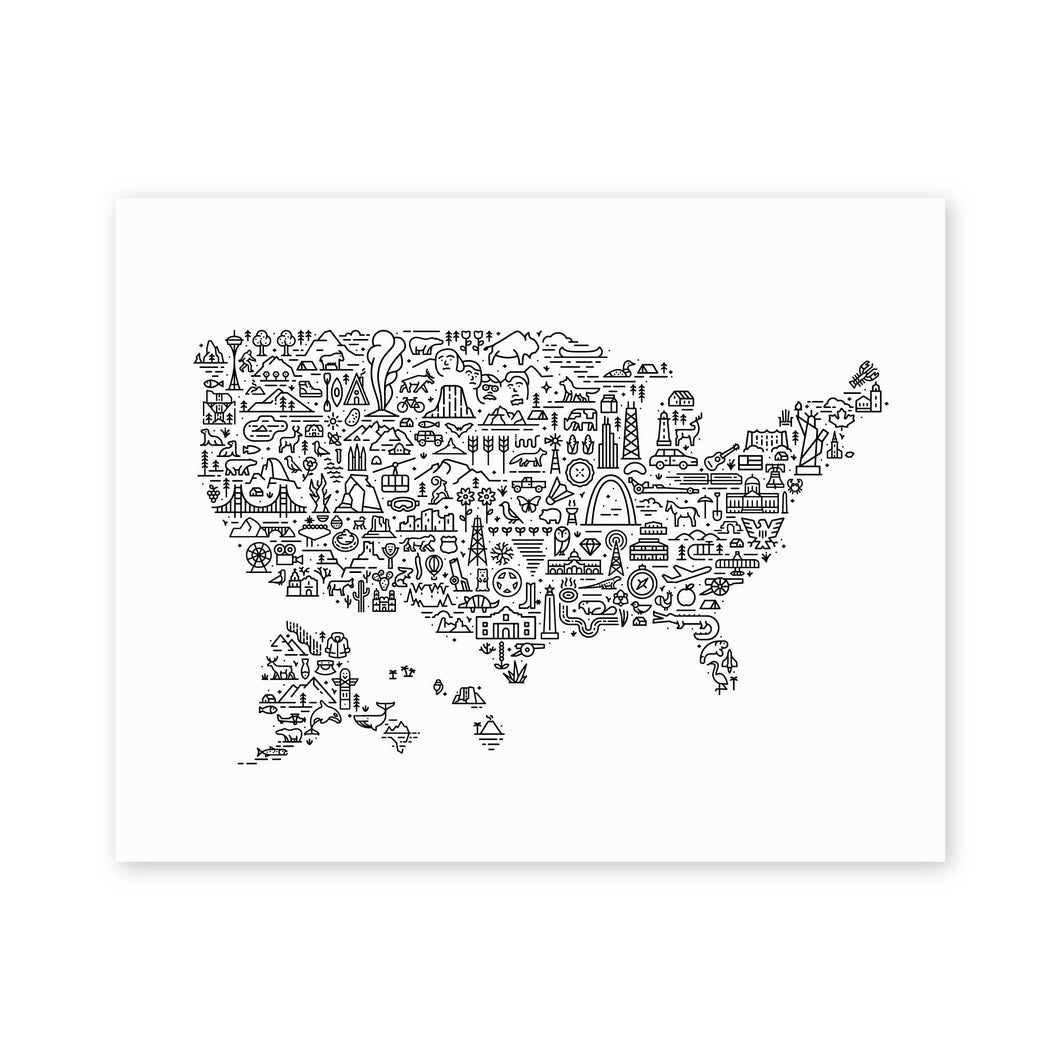 United States Map Art Print | Fell (UT)