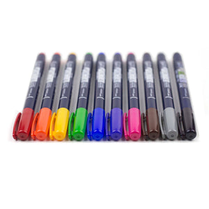 Fudenosuke Colors Calligraphy Brush Pens | 10-Pack | Tombow (Japan
