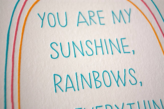 Sunshine and Rainbows Letterpress Card | Fugu Fugu Press (CA)
