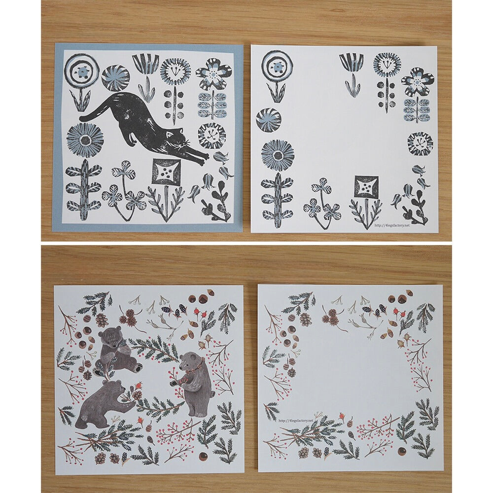 Animal Letter Paper Memo Set  | 4legs (Japan)