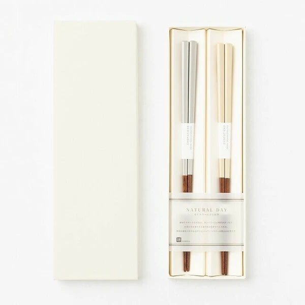 Natural Day Pair Chopstick Gift Set | Beige & Gray | Ogishi Tadashi Shoten (Japan)