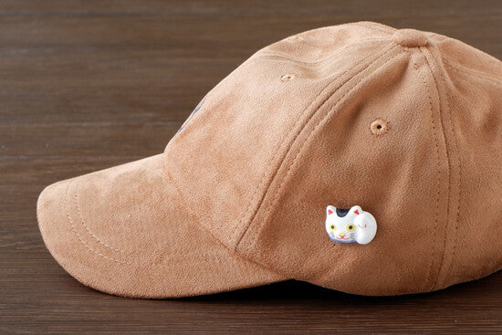 Ceramic Lucky Cat Brooch | Japan