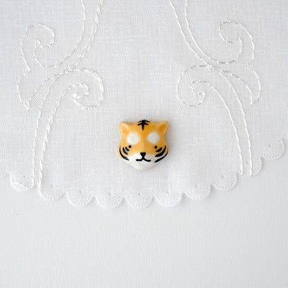 Ceramic Tiger Brooch | Japan
