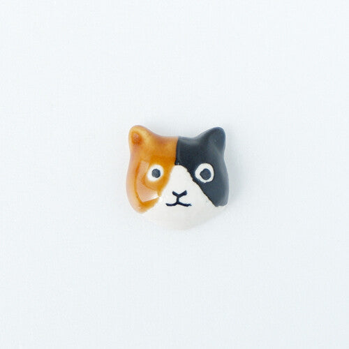 Ceramic Calilco Cat Brooch | Japan