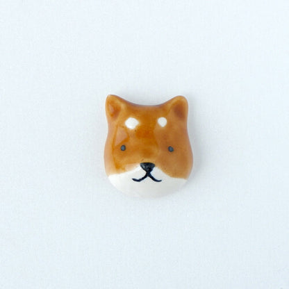 Ceramic Shiba Dog Brooch | Japan