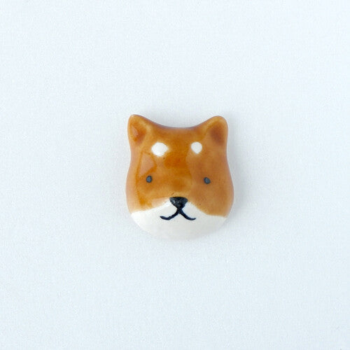 Ceramic Shiba Dog Brooch | Japan