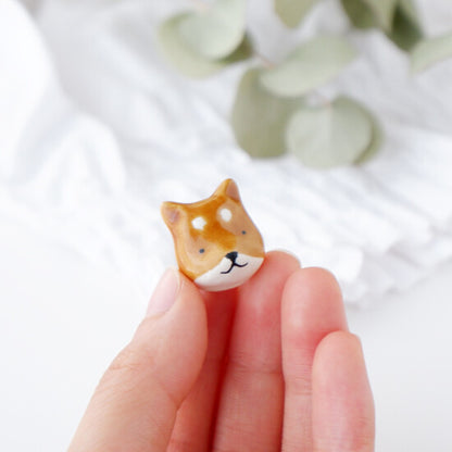 Ceramic Shiba Dog Brooch | Japan