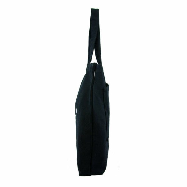 Miffy black cotton tote bag, face design, in use