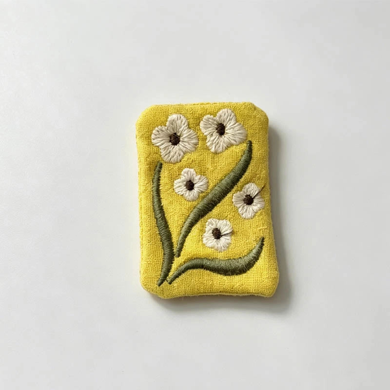 Embroidered Floral Brooch Pin