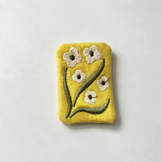 Embroidered Floral Brooch Pin