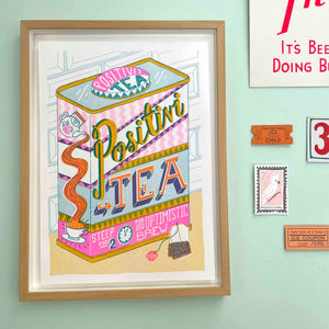 Positivity Tea Caddy A4 Risograph Print | Jacqueline Colley (UK)