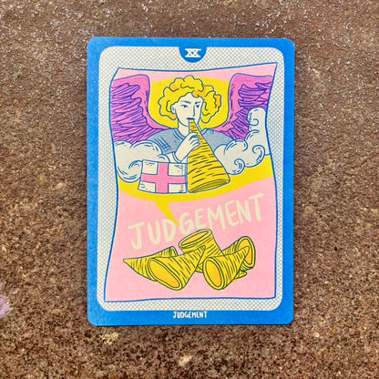 Cornerstore Tarot Risograph Print Postcard | Judgement | Christina Hu (CA)