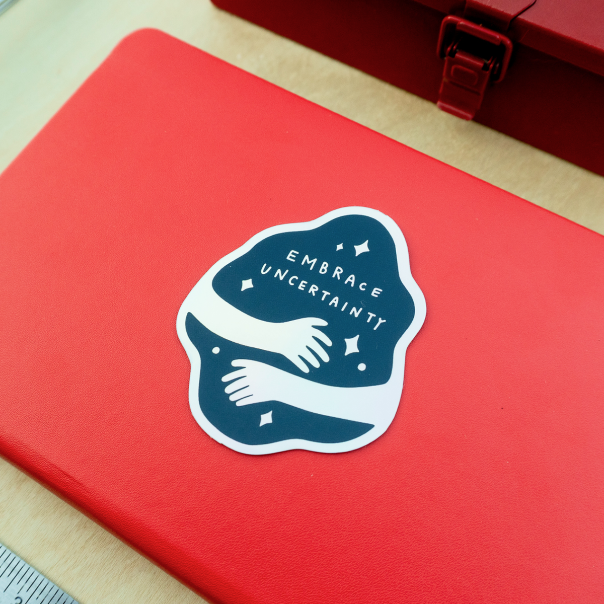Embrace Uncertainty holographic sticker by Pencil and Post