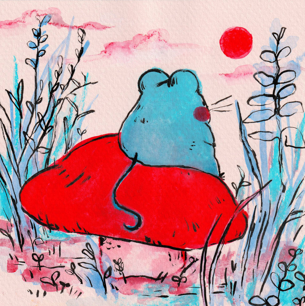 Blue Mouse Thinking on a Mushroom Print | Rebekah Evans (NC)