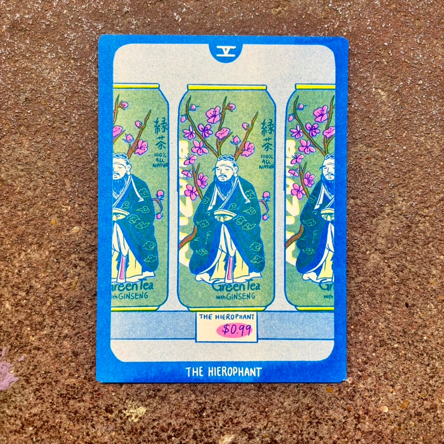 Cornerstore Tarot Risograph Print Postcard | The Hierophant | Christina Hu (CA)