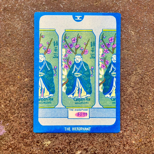 Cornerstore Tarot Risograph Print Postcard | The Hierophant | Christina Hu (CA)