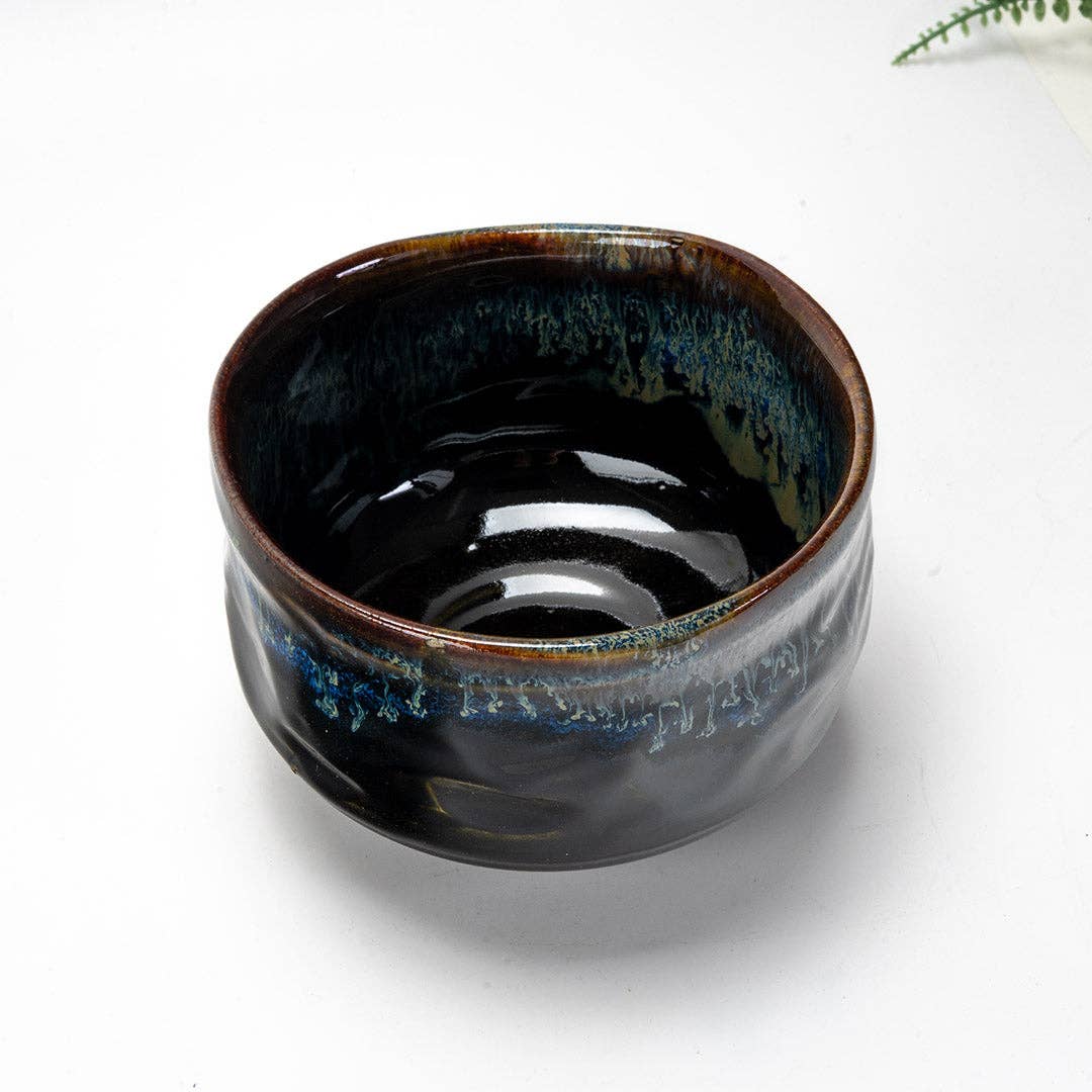 Matcha Bowl Black Blue Reactive Glaze (Japan)