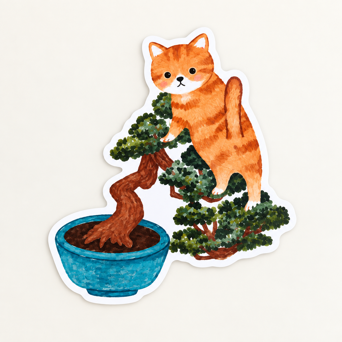 Bonsai Climbing Cat Vinyl Sticker | Hoshi (CA)