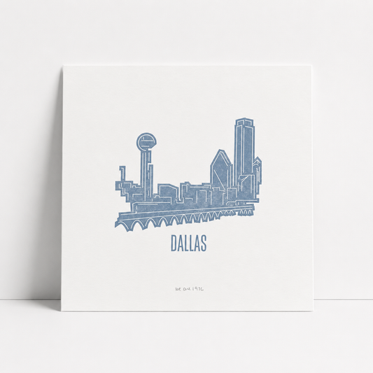 Dallas Skyline Letterpress Print | We Are 1976 (TX)