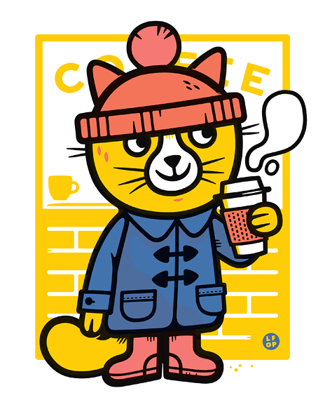 Coffee Cat Screenprint | Little Friends of Printmaking (CA)