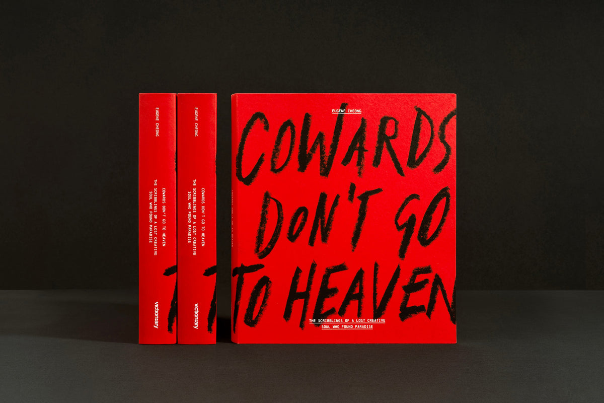 Spines and front cover of Cowards Don't Go to Heaven