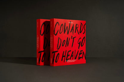 Spine and front cover of Cowards Don't Go to Heaven standing upright