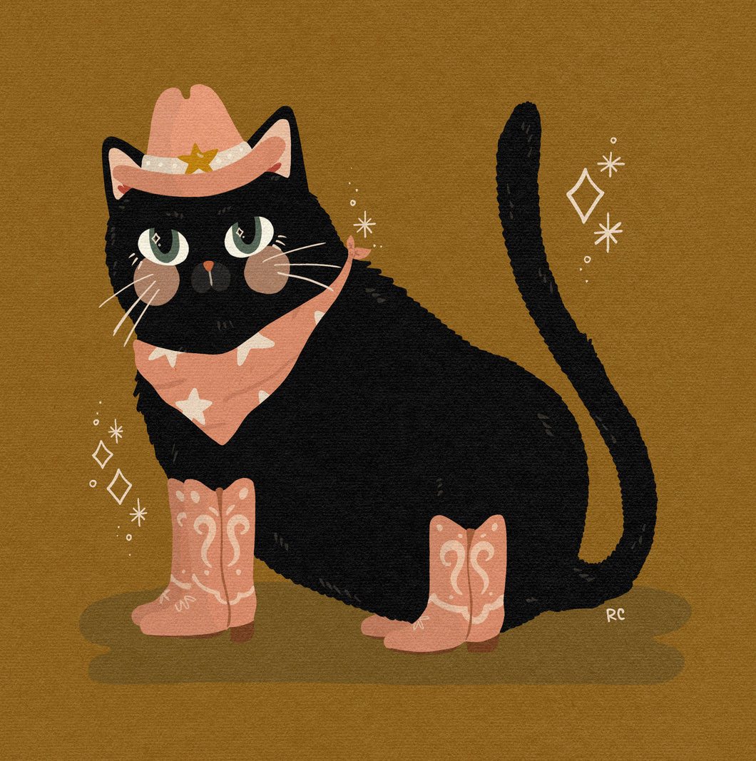 Cowboy Cat Art Print | Rachele Cromer (OK)