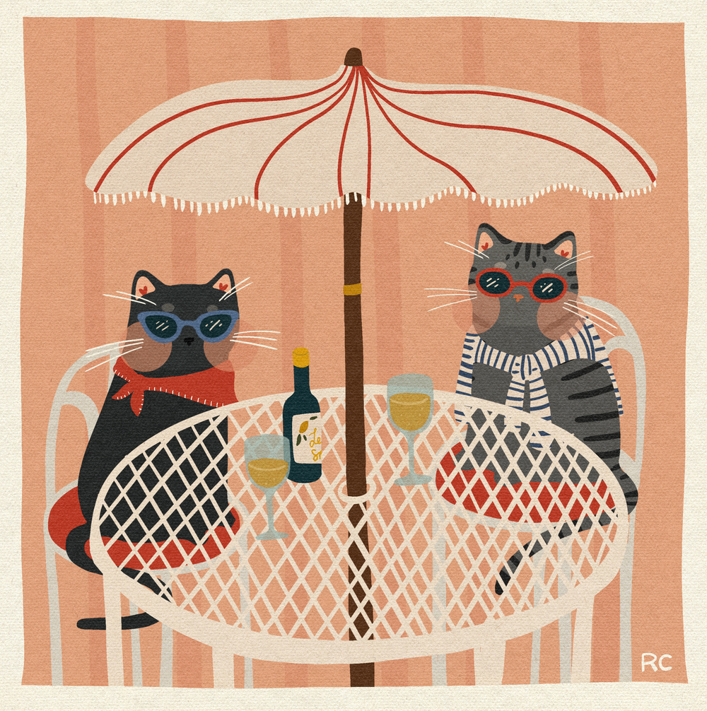 Dinner Cats Art Print | Rachele Cromer (OK)