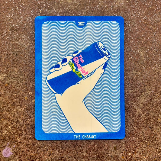 Cornerstore Tarot Risograph Print Postcard | The Chariot | Christina Hu (CA)