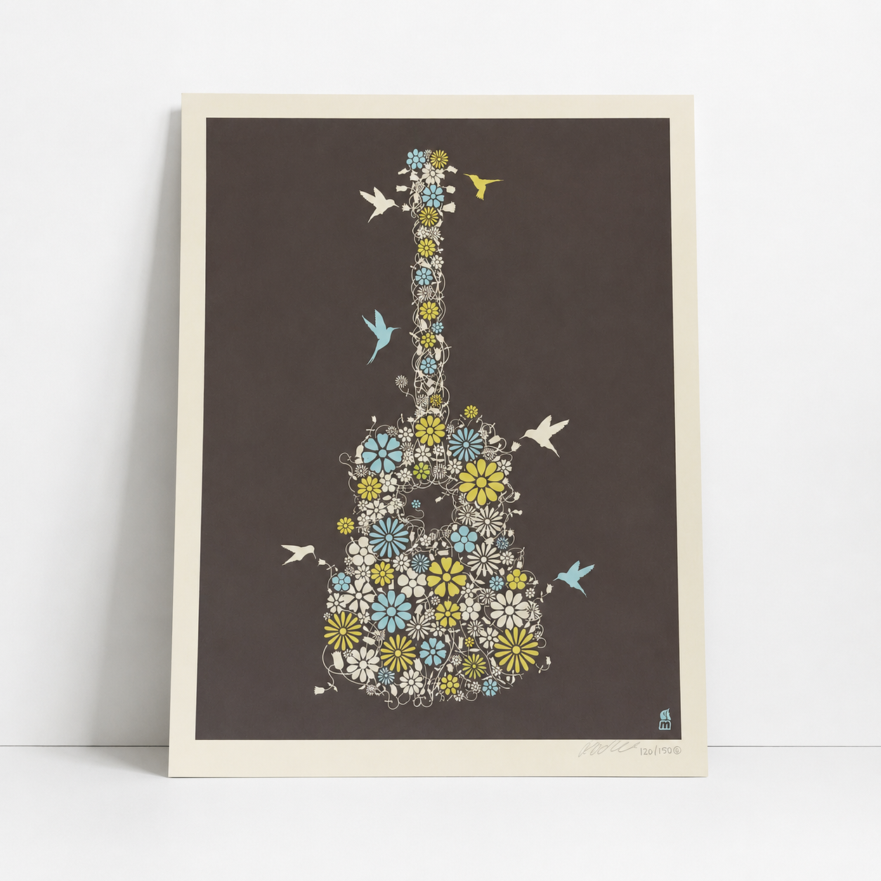Flower Guitar Screenprint Print | Methane Studio (GA)