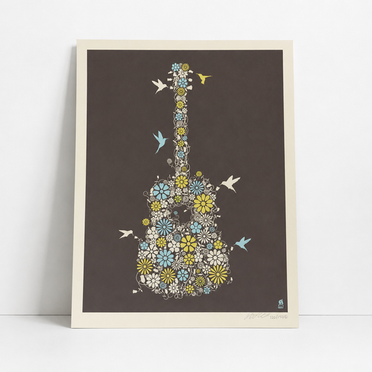 Flower Guitar Screenprint Print | Methane Studio (GA)