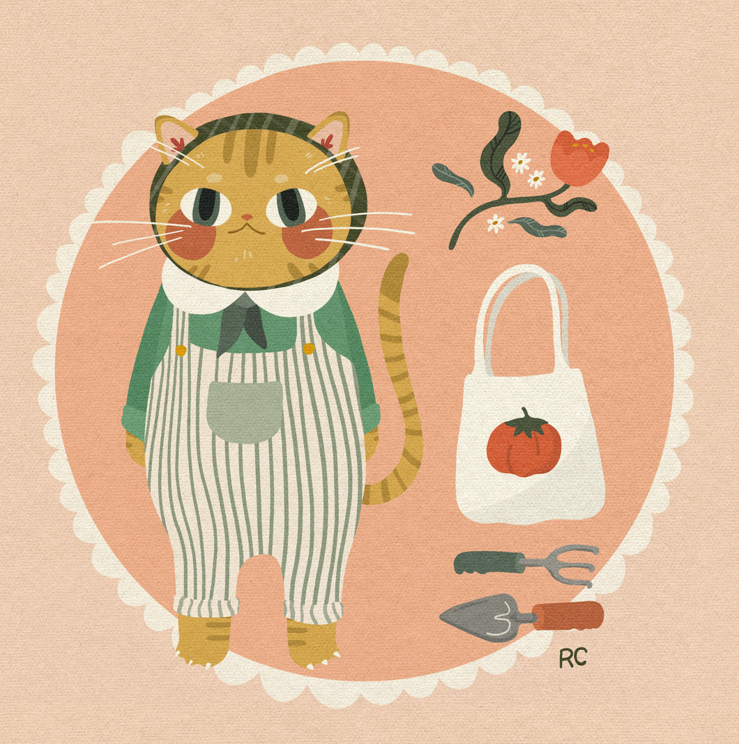 Garden Cat Art Print | Rachele Cromer (OK)