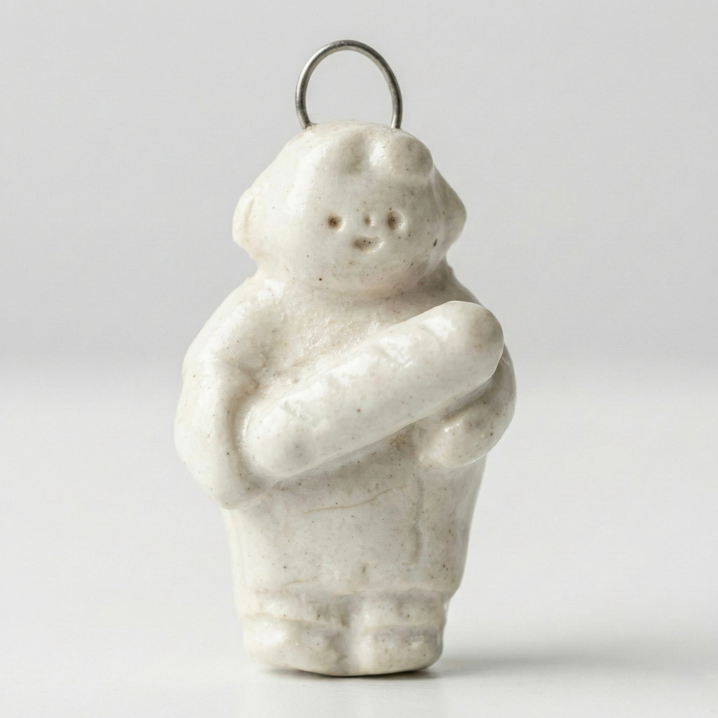 Boy with Baguette Pendant Handmade Stoneware Charm | Taitau Fung (HK)