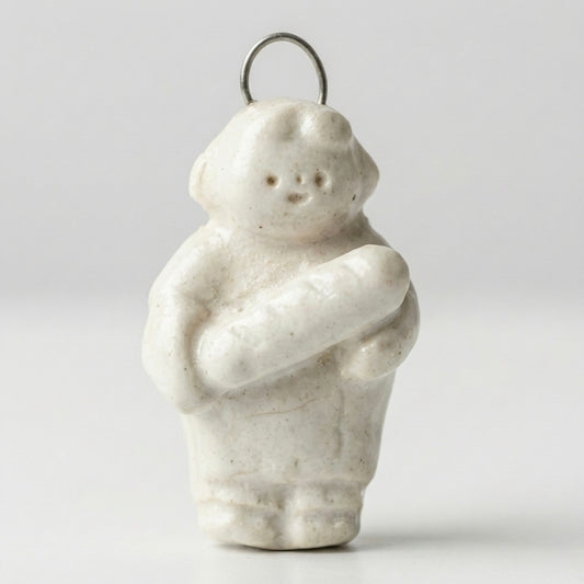 Boy with Baguette Pendant Handmade Stoneware Charm | Taitau Fung (HK)