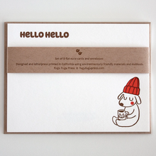 Load image into Gallery viewer, Hello Hello Dog Letterpress Flat Note Card | Fugu Fugu Press (CA)
