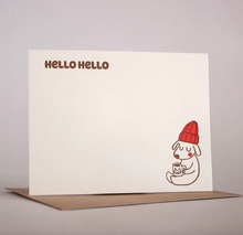 Load image into Gallery viewer, Hello Hello Dog Letterpress Flat Note Card | Fugu Fugu Press (CA)
