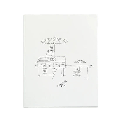 Hot Dog Vendor Letterpress Print | Liana FInck (NY)