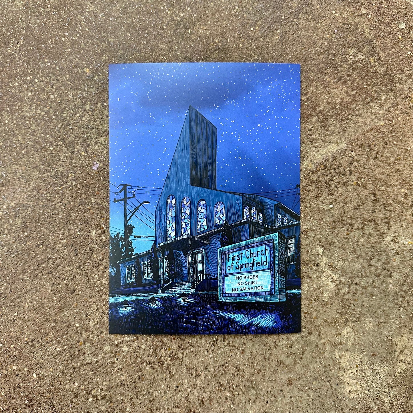 Springfield Mini Print Postcard | First Church of Springfield | Tim Doyle (TX)