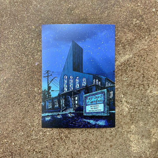 Springfield Mini Print Postcard | First Church of Springfield | Tim Doyle (TX)