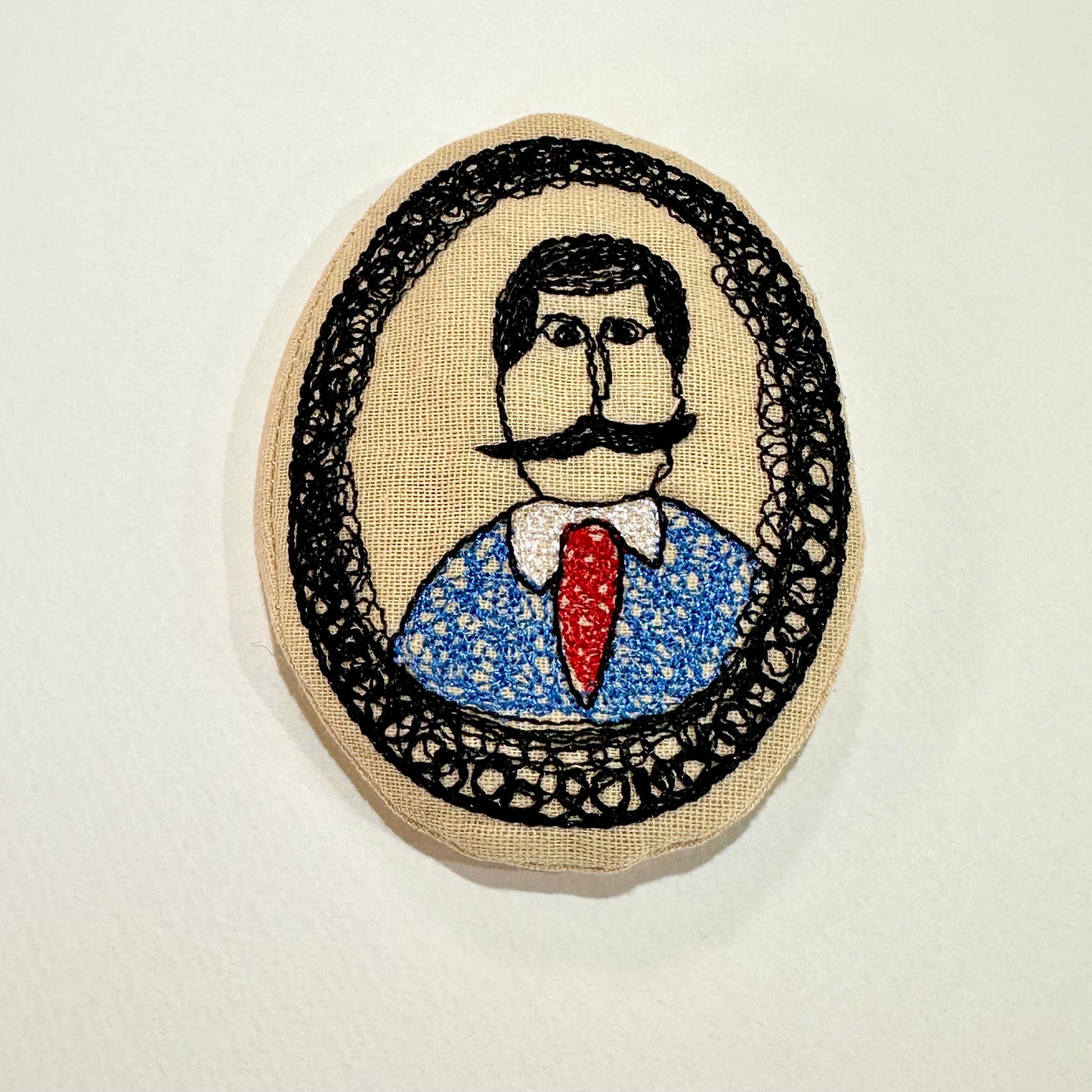 Stache & Tie Embroidered Brooch (Japan)
