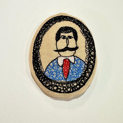 Stache & Tie Embroidered Brooch (Japan)