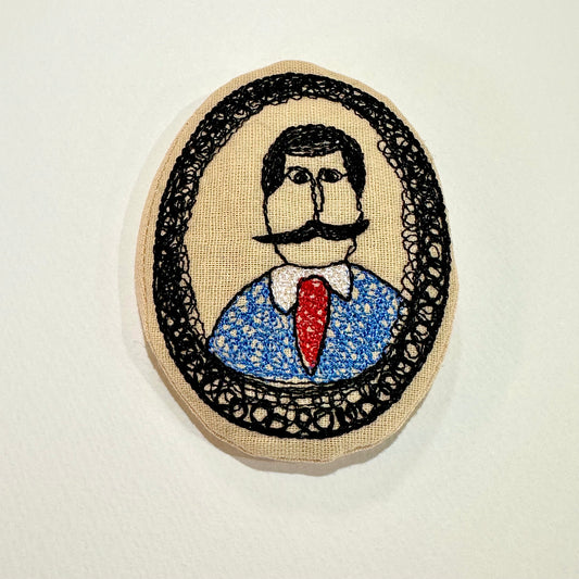 Stache & Tie Embroidered Brooch (Japan)