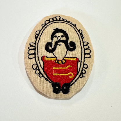 Mustache King Embroidered Brooch (Japan)