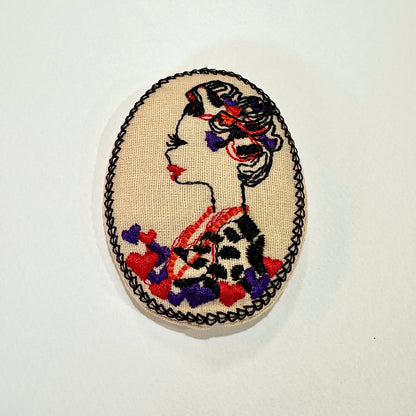 Flower Crown Woman Embroidered Brooch (Japan)